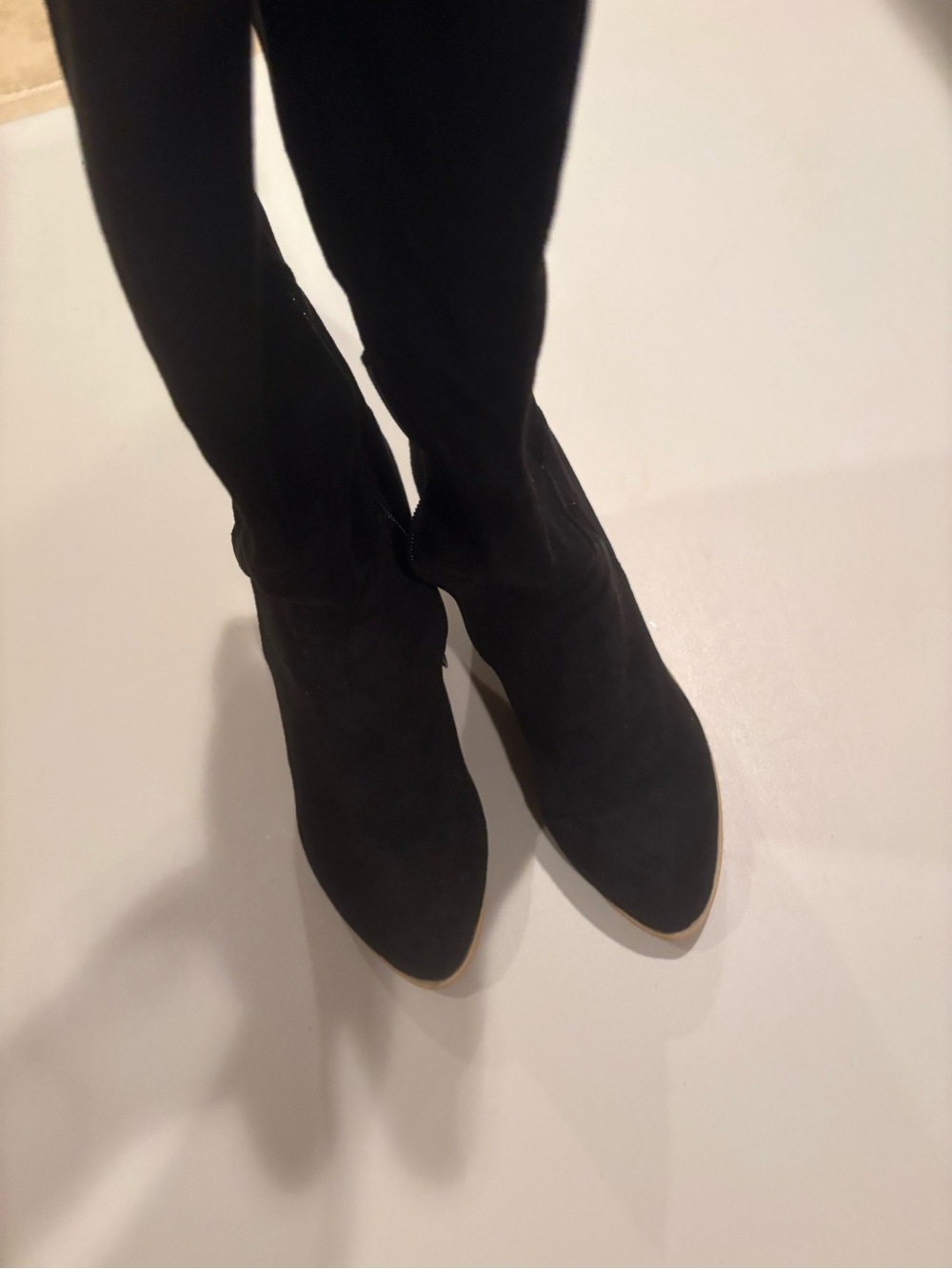 Classic Black Pointed Toe Women's Boots Sleek Suede Look size 39.5(fits like 8)